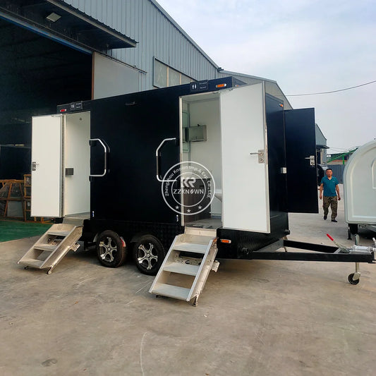 2 Station Prefab House Portable Toilet Trailer Shower Rooms Outdoor Camping Mobile Toilet Trailer Luxury Restroom Trailer