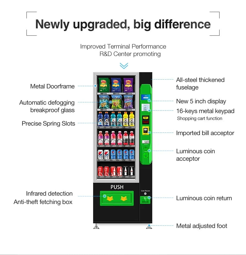 Snack And Drink Small Vending Machine Automatic Professional Black Vending Machine For Sale