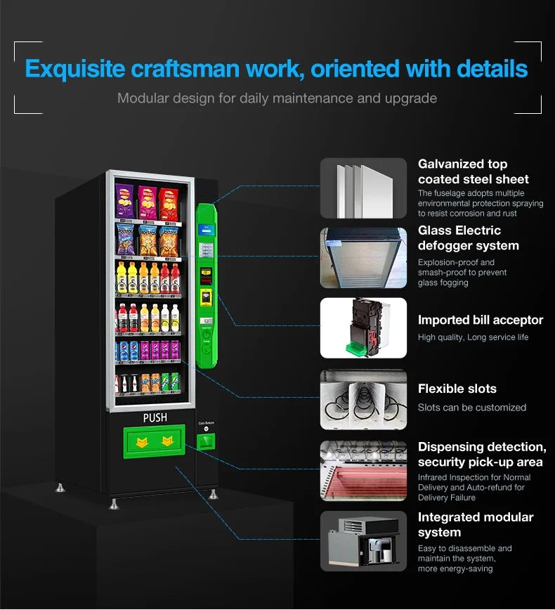 Snack And Drink Small Vending Machine Automatic Professional Black Vending Machine For Sale