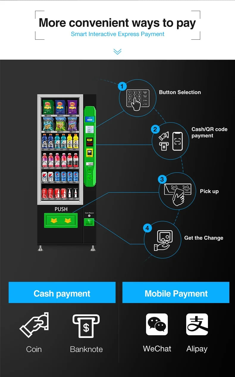 Snack And Drink Small Vending Machine Automatic Professional Black Vending Machine For Sale