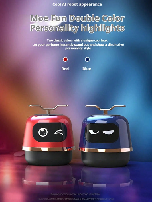 1pc Robot Car Air Freshener, Automotive Perfume Essential Oil, Center Console Decoration, High-Grade Solar-Powered Rotating Air