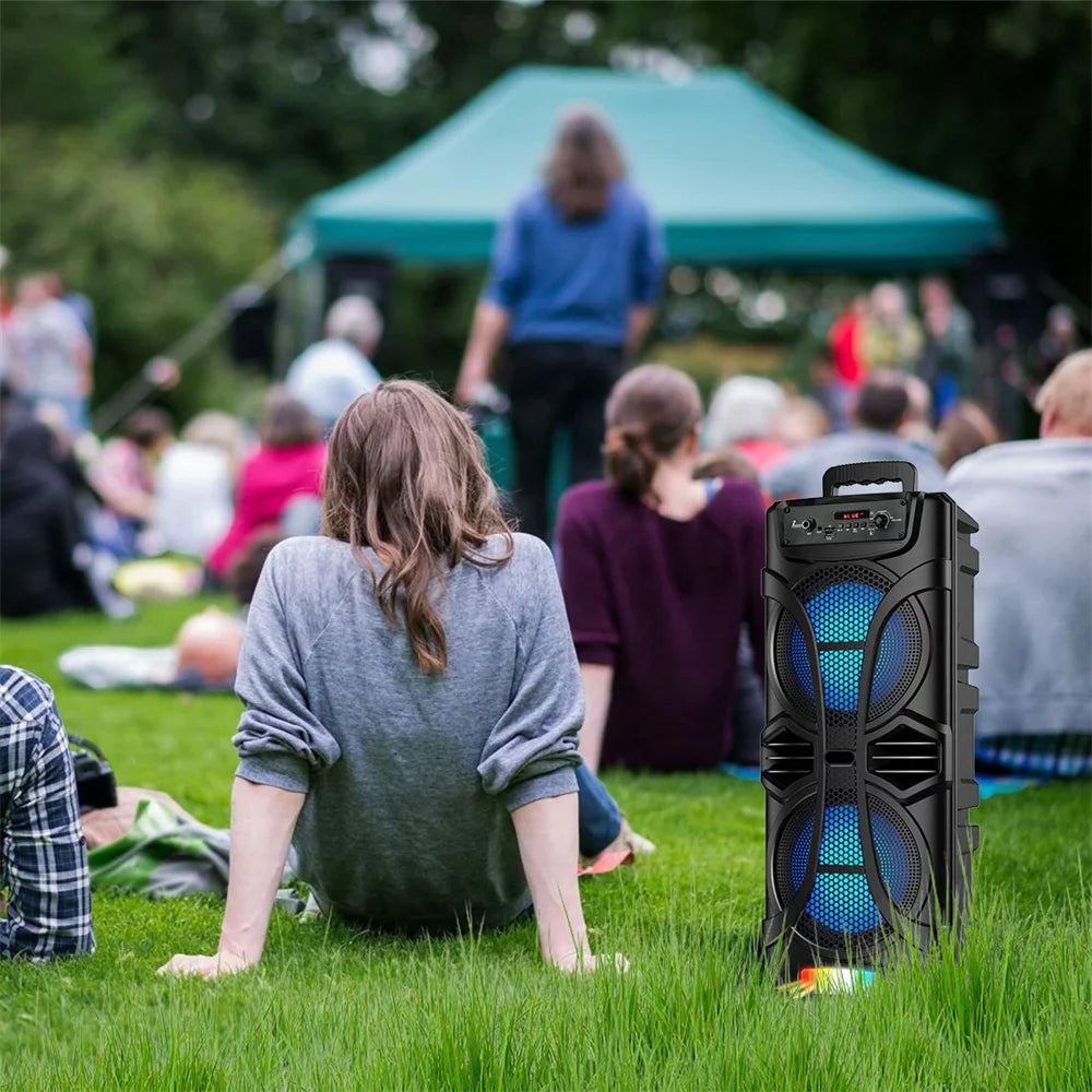 6800W Portable Bluetooth Speaker Sound System Party Led Light Rechargeable Outdoor Loud KaraokeDual 8 " Speaker USB TWS