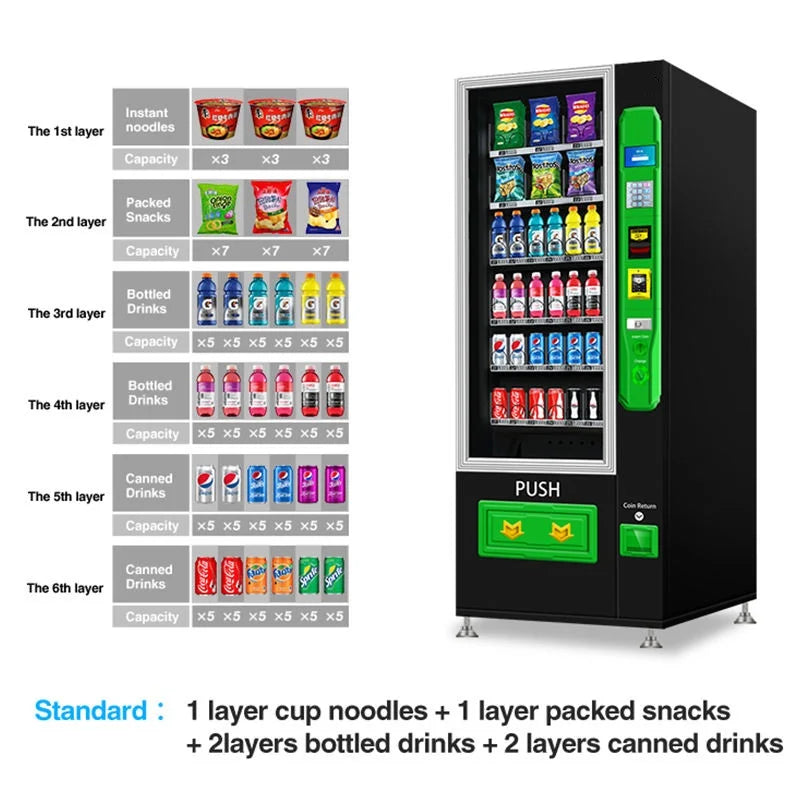 Snack And Drink Small Vending Machine Automatic Professional Black Vending Machine For Sale