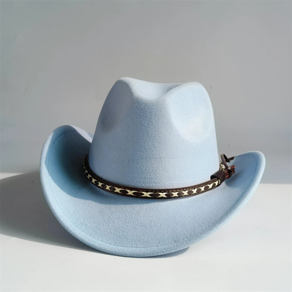 Retro Western Cowboy Hats For Men Women jazz Hats belt solid cowgirl hats chapeau cowboy ковбойская шляпа sombrer