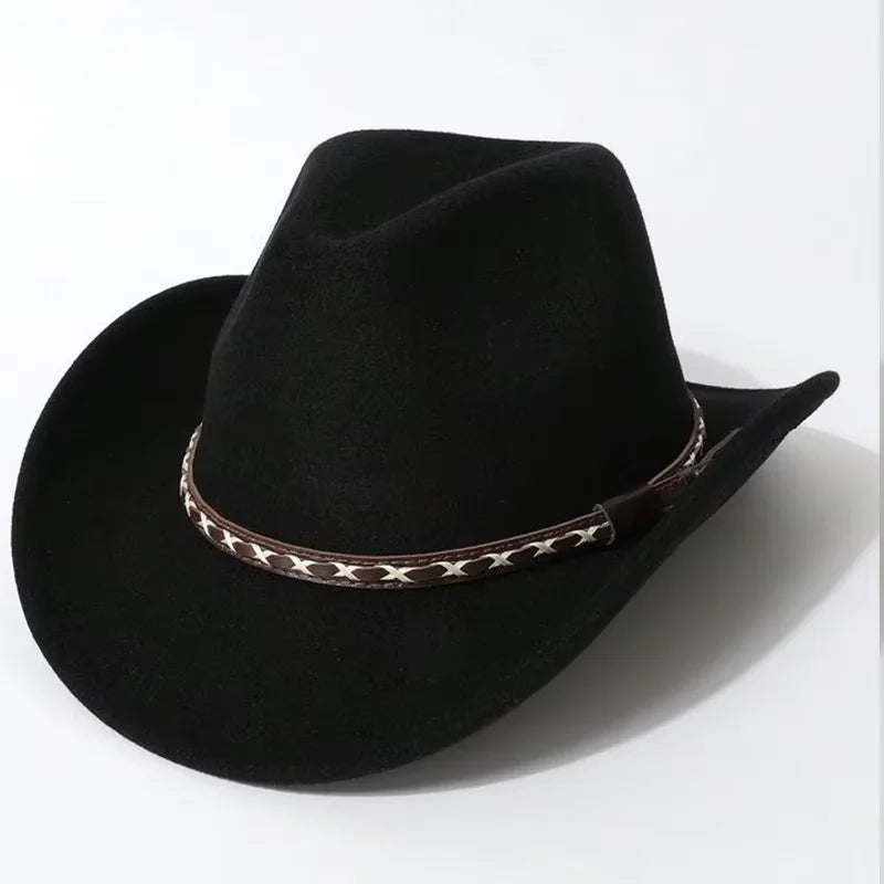 Retro Western Cowboy Hats For Men Women jazz Hats belt solid cowgirl hats chapeau cowboy ковбойская шляпа sombrer