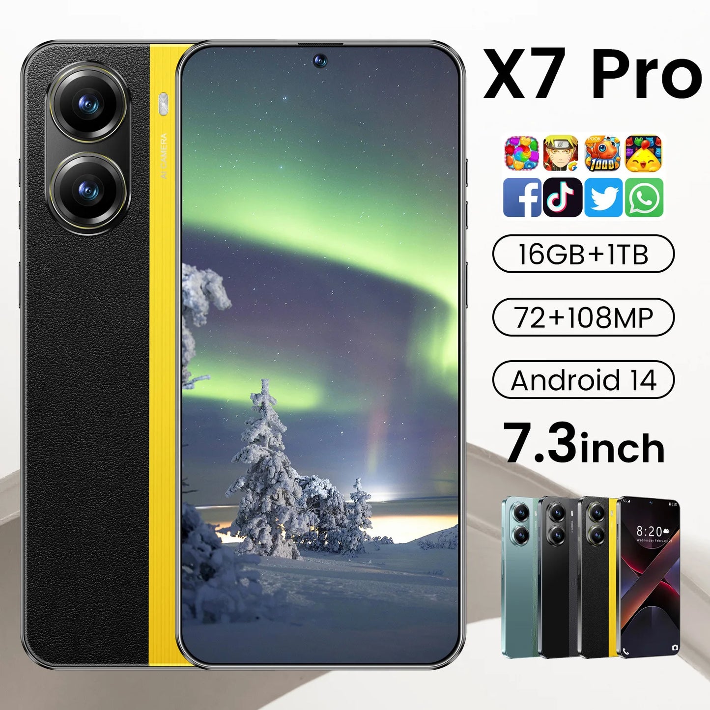 X7 Pro  Android Operation System Smartphone 16GB+1TB Octa Core 5000mAh 5G 5G Mobile Phone Beautiful Camera