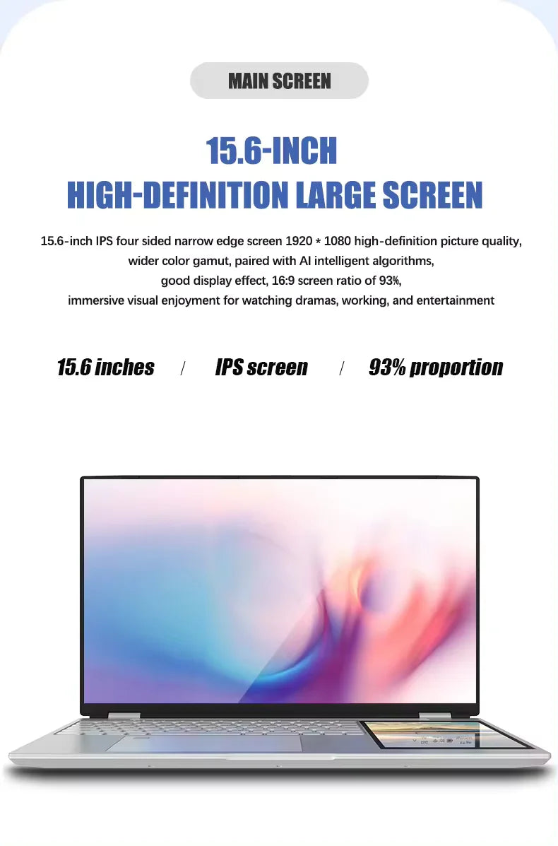 Super Cheap Hot Selling Computer Factory Cheapest N95 Dual-screen 15.6 "+7" Laptop Business Laptop Win 11 Intel Business Laptop