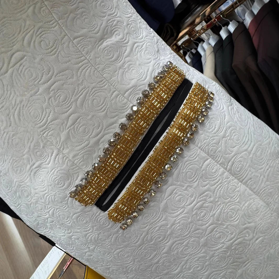 Men's 3-Piece Wedding Dress Set Hand-Sewn Cross-Border Fashion New Suit with Flat Front Zipper Fly Closure Worsted Fabric Adults