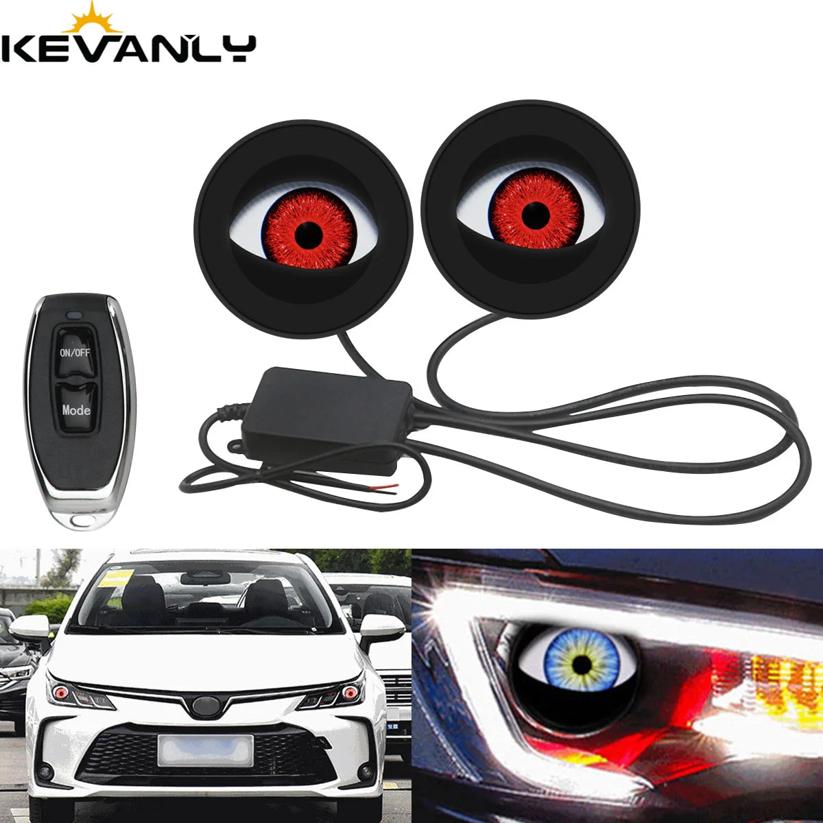 12V Devil Eye 6 Modes With Remote Control Car Led Fog Light Demon Eyes for Cars Motorcycle Dynamic Flashing Led Headlight Lamp