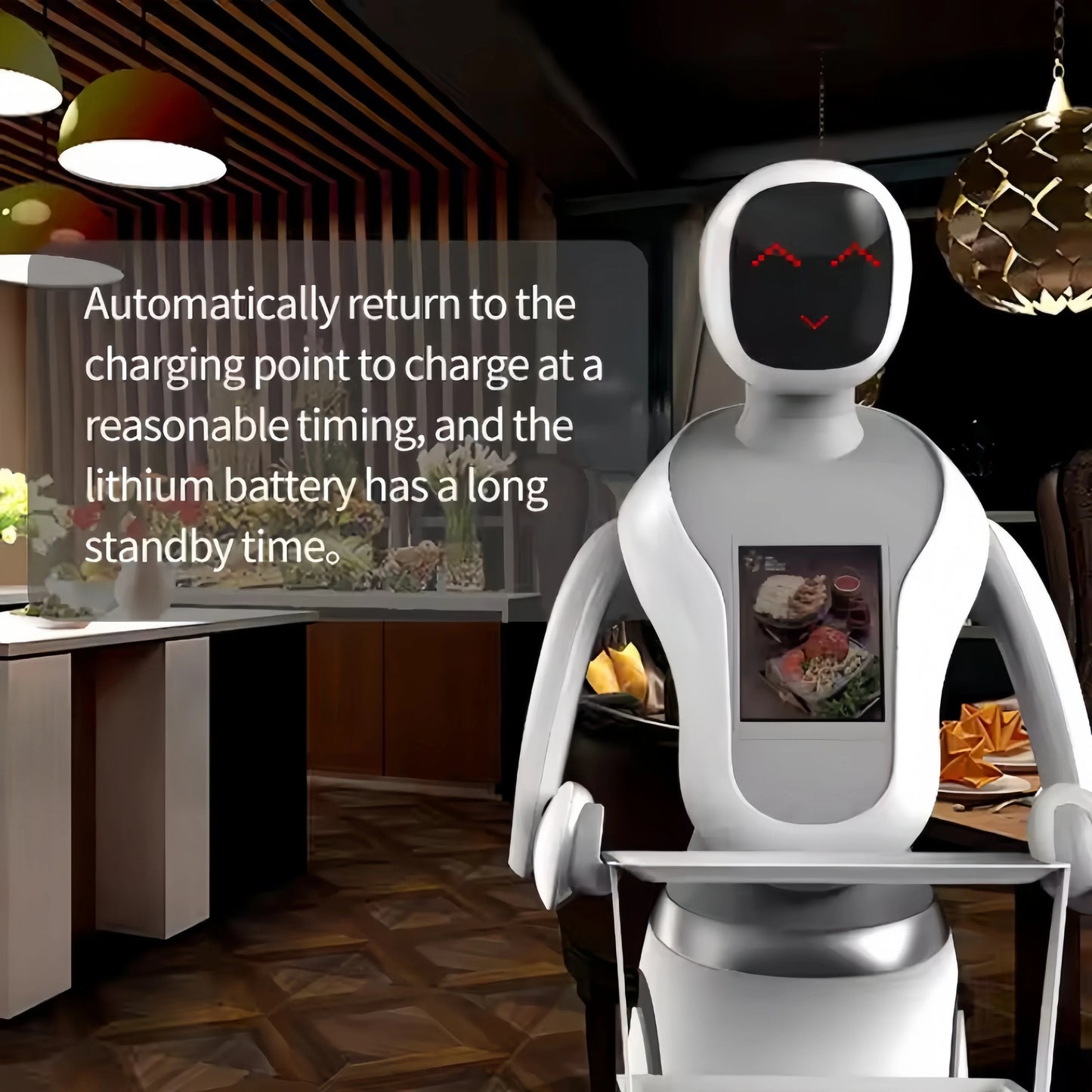 Amy Humanoid AI Robot Waiter for Restaurant / Coffee Shop Automatic Walk and Talk Meal robotic server