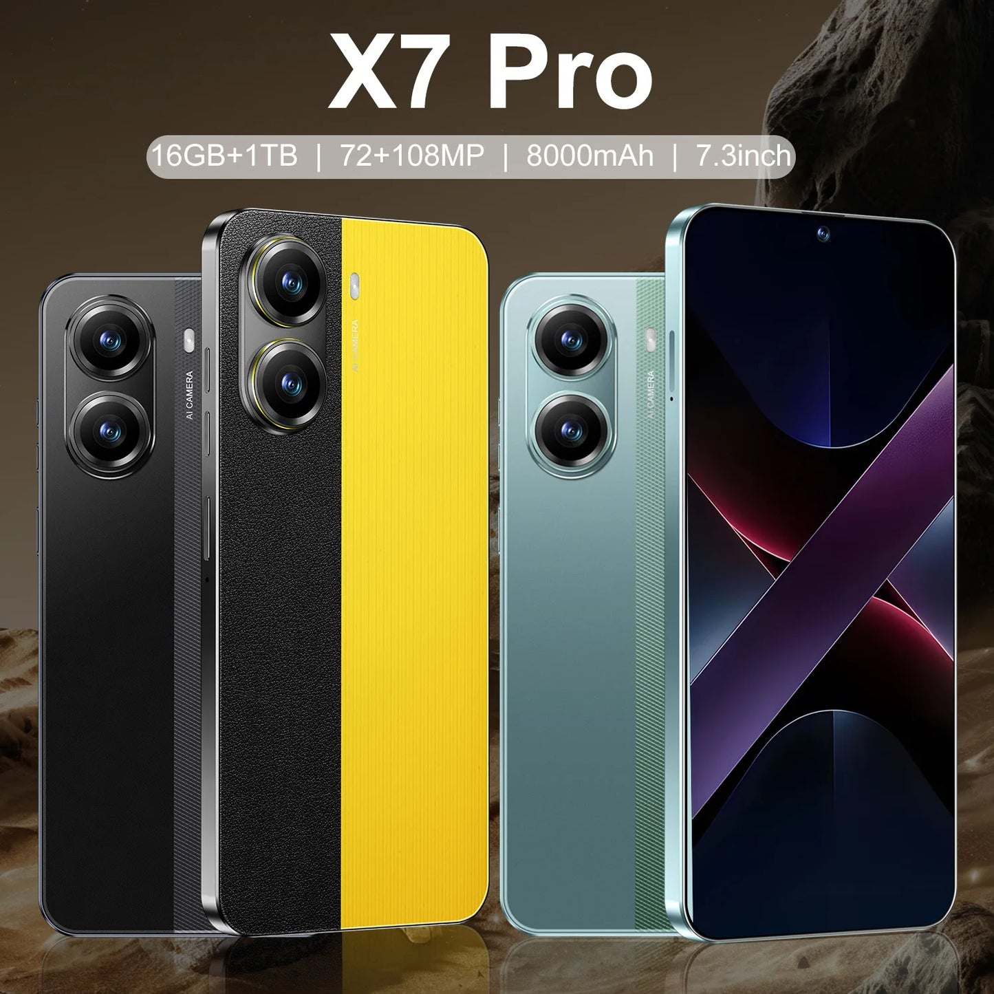 X7 Pro  Android Operation System Smartphone 16GB+1TB Octa Core 5000mAh 5G 5G Mobile Phone Beautiful Camera