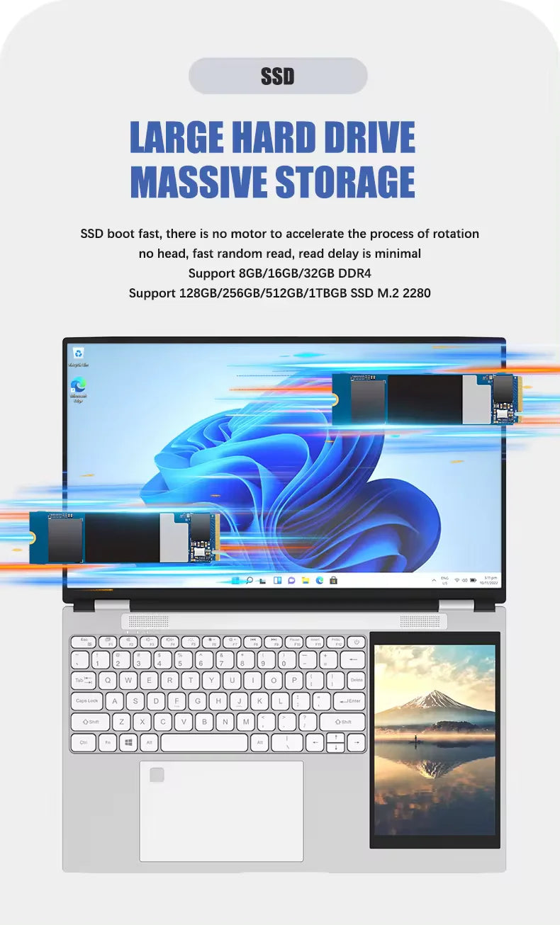 Super Cheap Hot Selling Computer Factory Cheapest N95 Dual-screen 15.6 "+7" Laptop Business Laptop Win 11 Intel Business Laptop