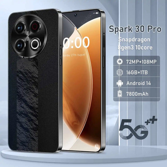 R C53 Spark 30 Refurbished 5G Android 14 Smartphone 108MP Camera HD Display Dual SIM Quick Charge French/Spanish/English