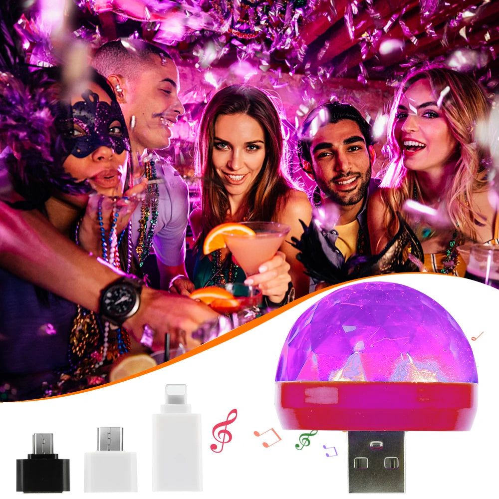 USB Mini Disco Lights,Portable Home Party Light,DC 5V USB Powered Led Stage Party Ball DJ Lighting,Karaoke Party Led Christmas