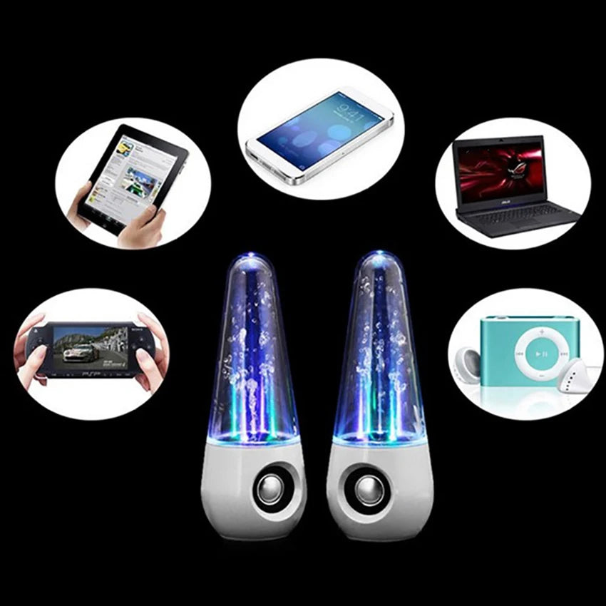 2PCS Dancing Water LED Speakers for PC & Laptop Audio