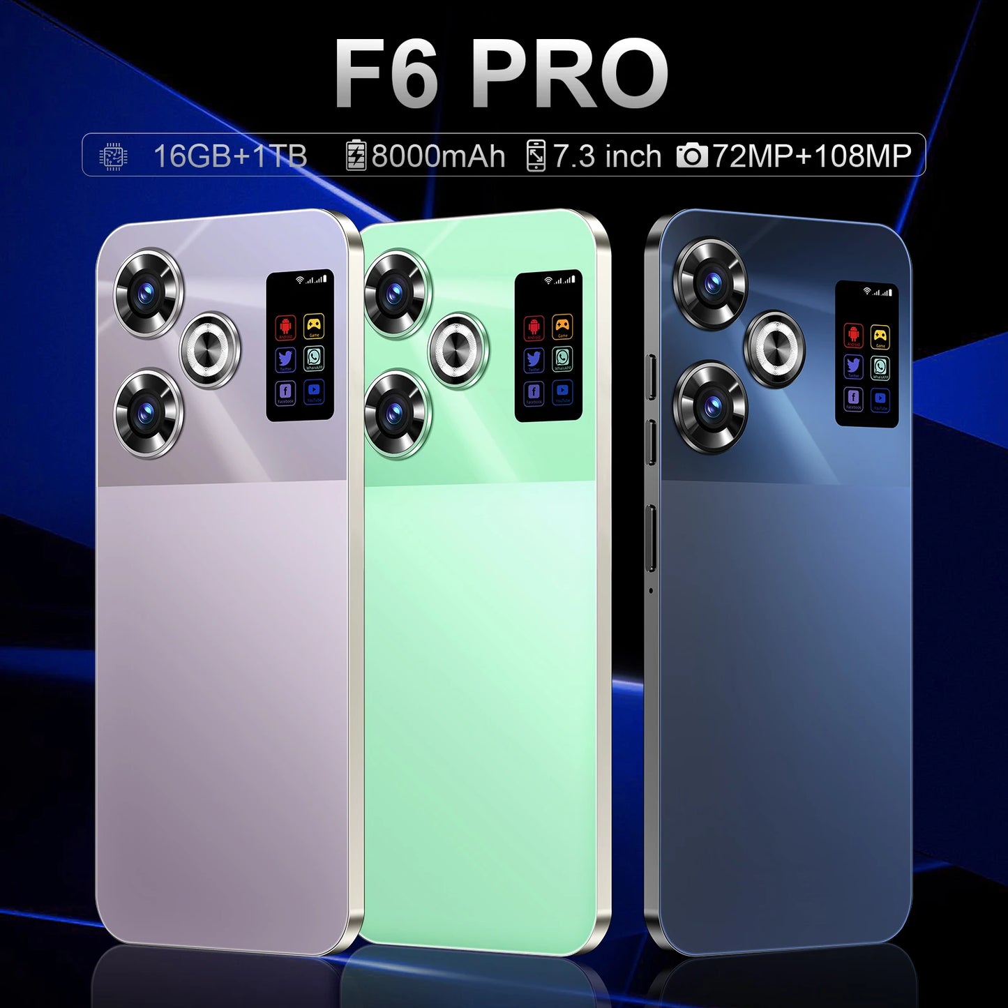 F6 Pro Straight Talk Compatible 5G Smartphone Snapdragon 8 Gen3 108MP Rear Camera 1TB Internal Storage Android 14 60Hz Display