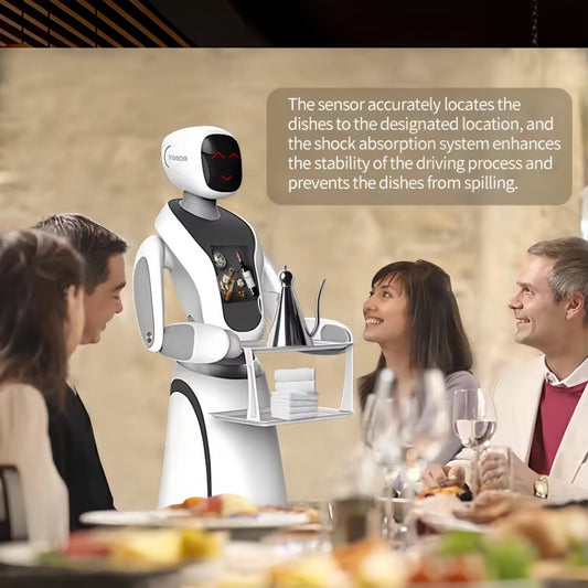 Amy Humanoid AI Robot Waiter for Restaurant / Coffee Shop Automatic Walk and Talk Meal robotic server