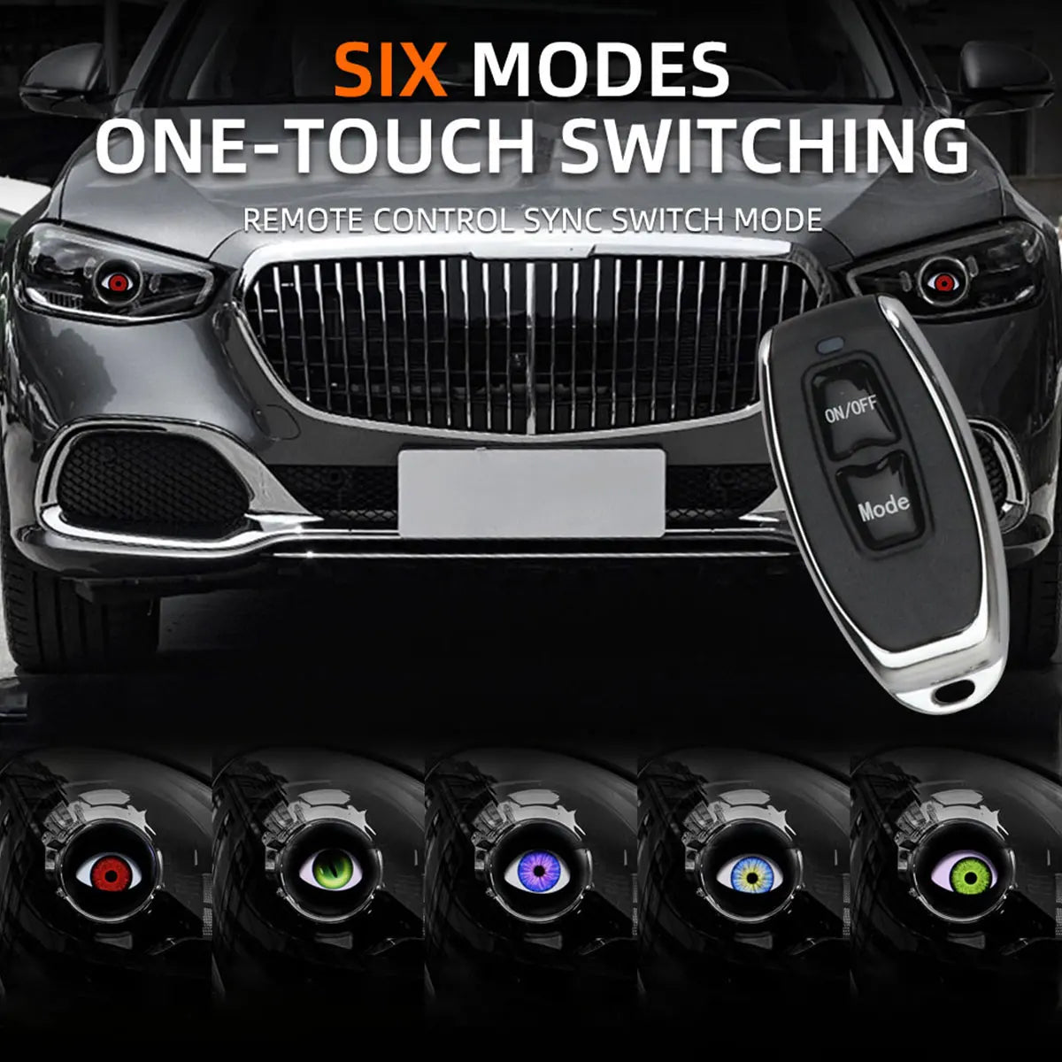 12V Devil Eye 6 Modes With Remote Control Car Led Fog Light Demon Eyes for Cars Motorcycle Dynamic Flashing Led Headlight Lamp