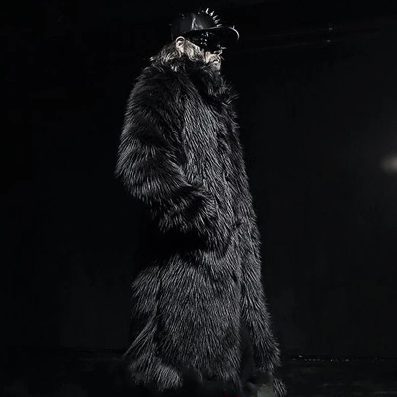 PFHQ Men's Faux Fur Coat Thickened Cotton Warm Darkwear Comfortable Heavy Industry Male Long Length Windbreakers Autumn 21Z2161