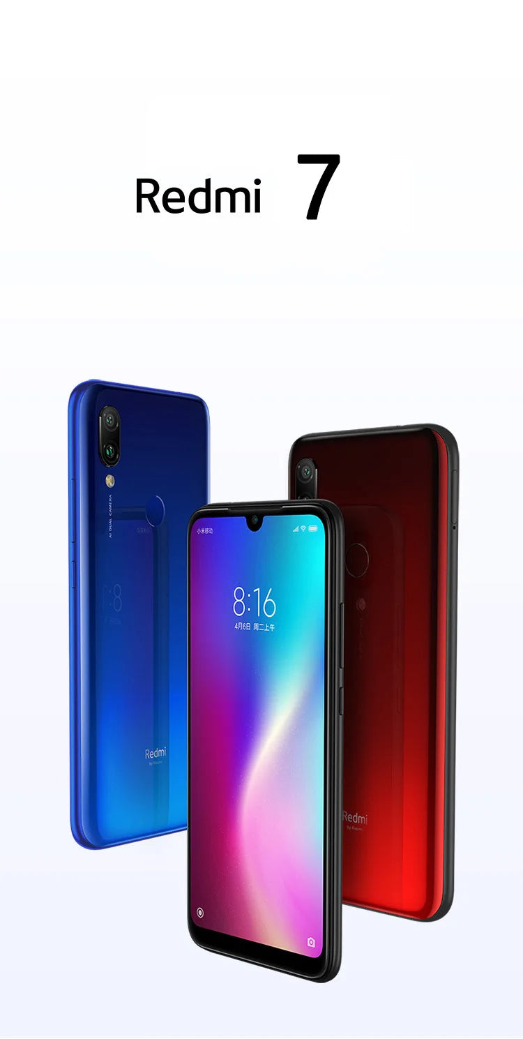 Global ROM Original Xiaomi Redmi 7 4G Smartphone 4GB 64GB 6.26 Inch HD Screen Octa Core 4000 MAh Unlocked Android 4G Phones