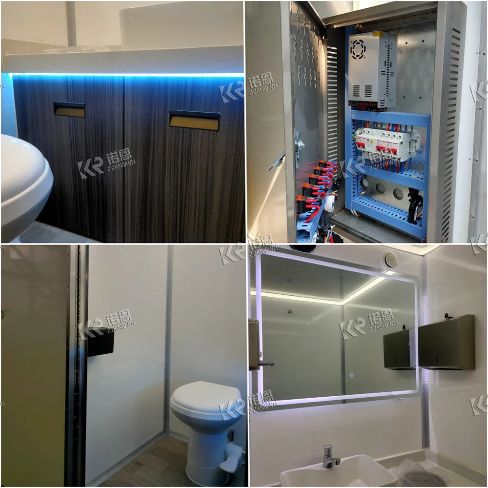 2 Station Prefab House Portable Toilet Trailer Shower Rooms Outdoor Camping Mobile Toilet Trailer Luxury Restroom Trailer