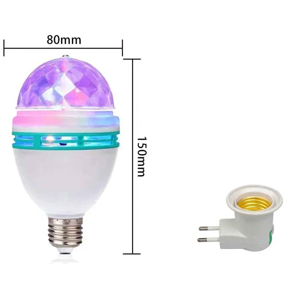 E27 Disco Light Rotating RGB Party Lamp LED Strobe Light Crystal Disco Bulb for Birthday Party Club Bar KTV Halloween Christmas