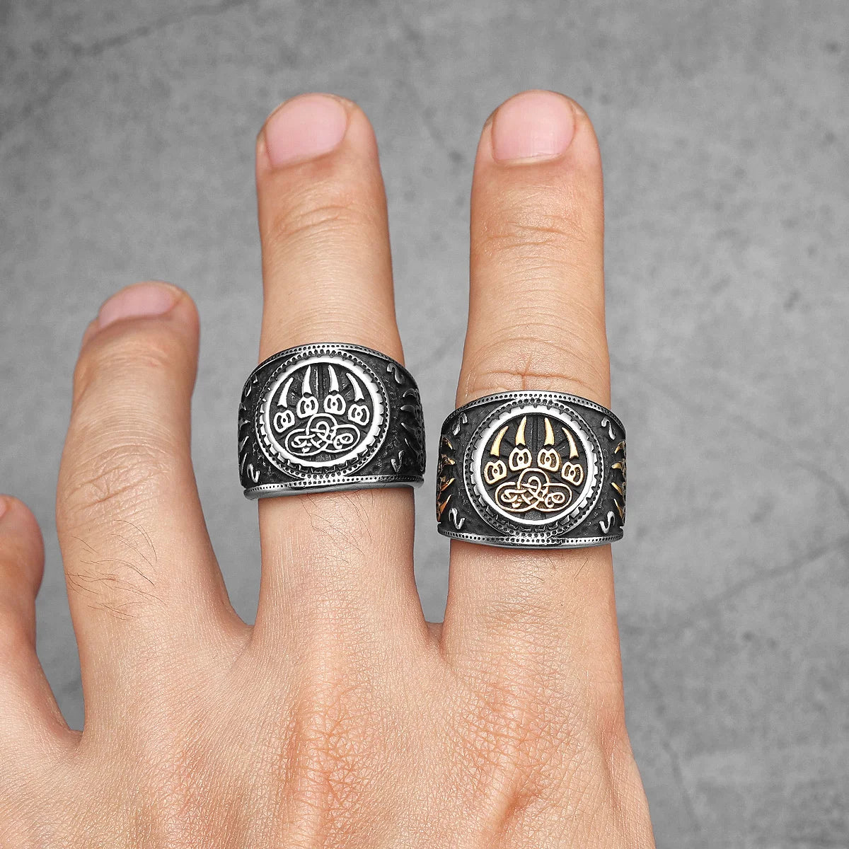 Viking Runes Wolf Ursa Bear Stainless Steel Womens Mens Rings Punk Vintage For Boyfriend Biker Jewelry Creativity Gift Wholesale