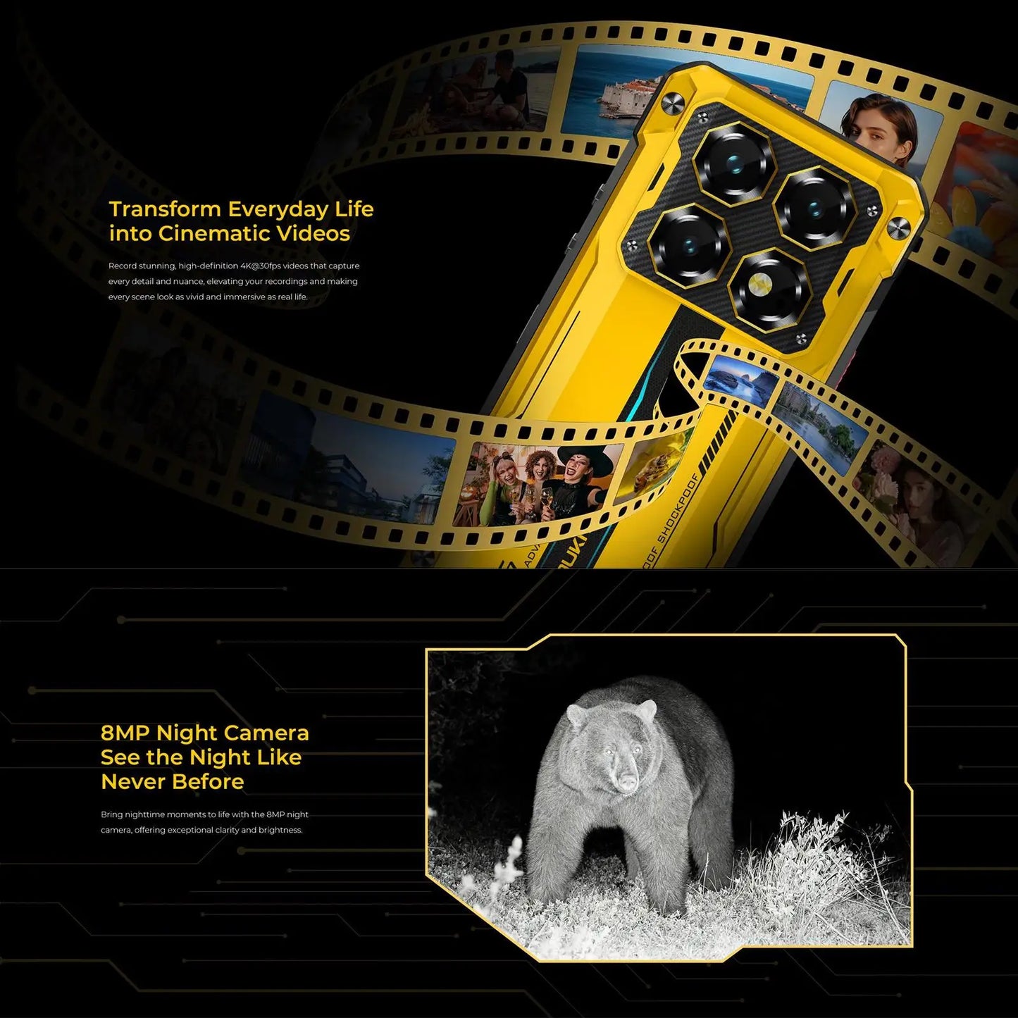 Oukitel WP60 Rugged Phone 12GB/16GB+512GB Night Vision 108MP Camera 7.2'' Android 15 Dimensity 7025 10000mAh NFC 5G Smartphone