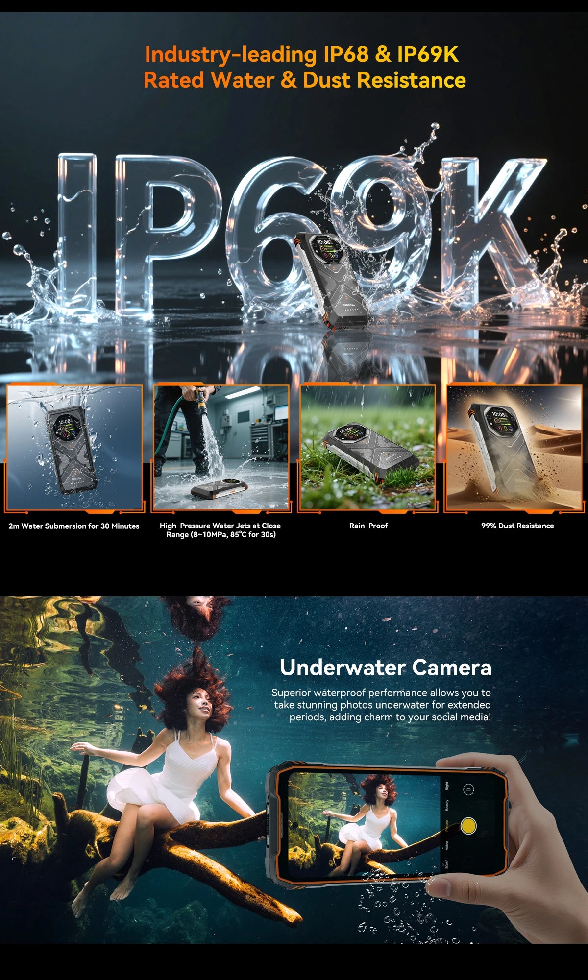 【World premiere】Blackview Oscal TANK 1 Rugged SmartPhone 5G MediaTek Dimensity 7050 6.78" 2.4K 120Hz Display 20000mAh NFC 64MP