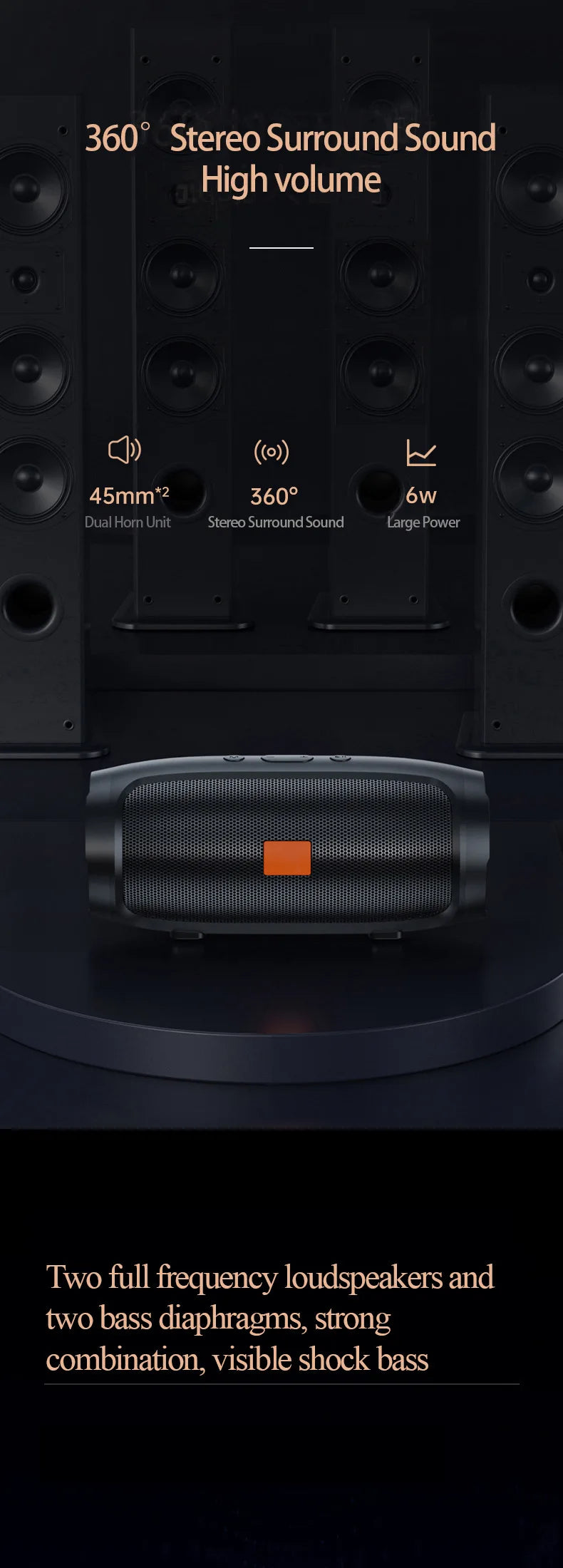 JBJ007 Bluetooth speaker, subwoofer, small outdoor portable stereo surround speaker, home smart Bluetooth wireless speaker