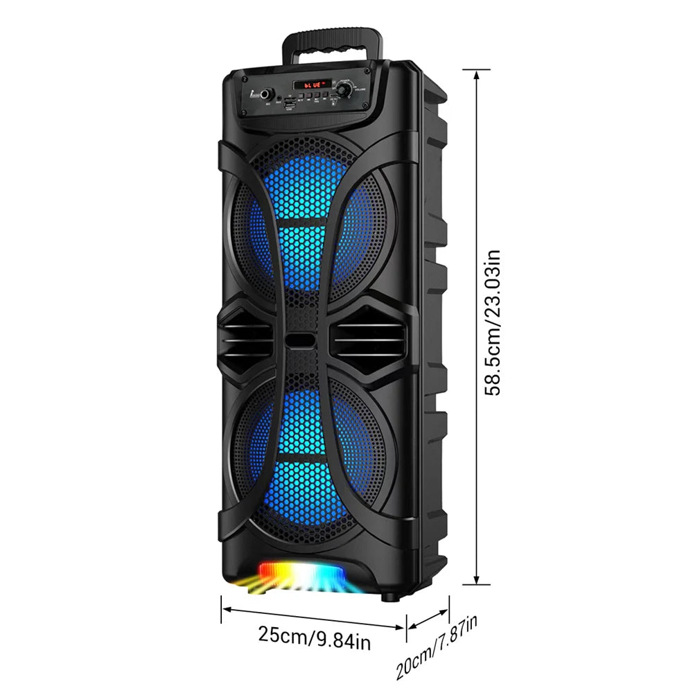 6800W Portable Bluetooth Speaker Sound System Party Led Light Rechargeable Outdoor Loud KaraokeDual 8 " Speaker USB TWS