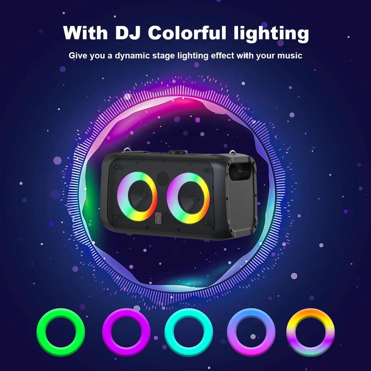 Bluetooth Speaker, Mobile Karaoke System, Lightweight Outdoor Bluetooth Speaker, Karaoke Machine with Microphone, with 2 Wireless Microphones, Portable Speaker Pa System for Adults, Singing Karaoke Speaker with Led Lights, Su