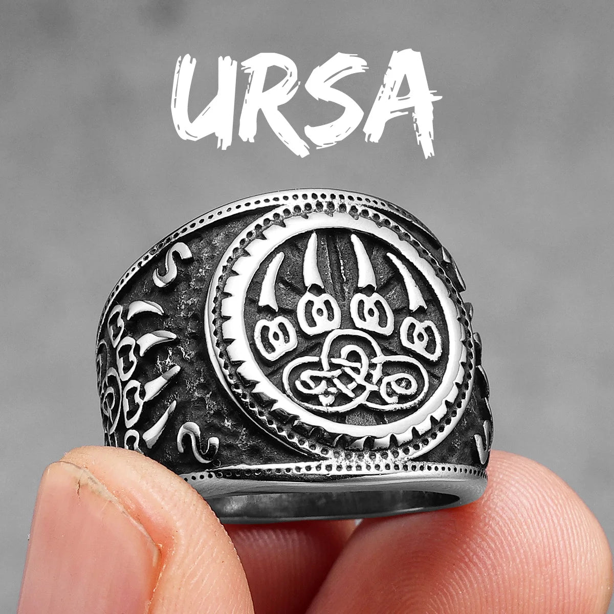 Viking Runes Wolf Ursa Bear Stainless Steel Womens Mens Rings Punk Vintage For Boyfriend Biker Jewelry Creativity Gift Wholesale