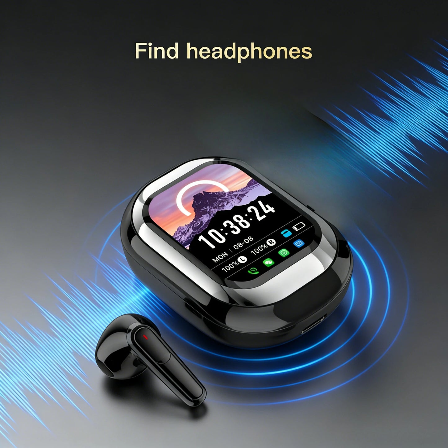 AI Translation Headphones 144 Languages Real Time Translator 50H Playtime LED Full Color Touch Screen ENC Noise Cancelling Mic