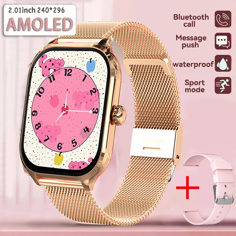 2025 New Smart Watch Men Women Gifts 2.01'' Full Touch Screen Sport Fitness Tracker Smartwatch Men BT Calls Digital smarthwhatch