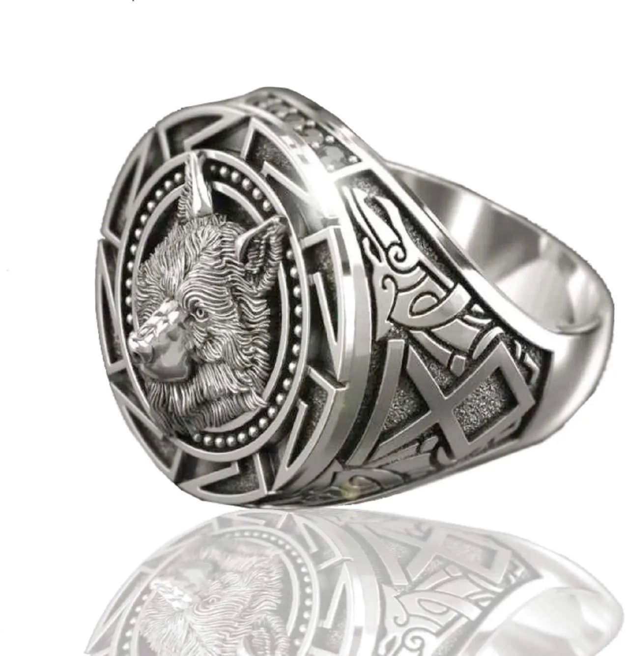 Wolf Ring for Men Norse Viking Nordic Wolf Head Ring Retro Wolf Totem Rings Wolf Signet Amulet Ring Animal Wolf Jewelry for Boys