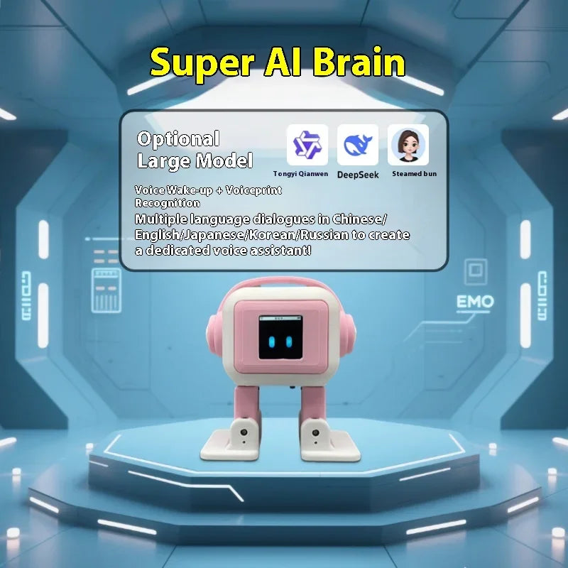AI EMO Robot ESP32-S3 Main Control 1.54inch Screen Intelligent Interactive Robot Voiceprint Recognition Companion for Child Gift