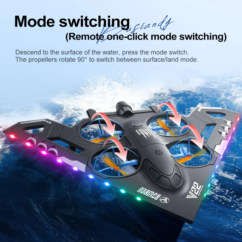 V22 3 in 1 RC Glider Helicopter 2.4G EPP Stunt Gravity Sensing Foam Fighter Remote Control Airplane With Color Light Boy Toy
