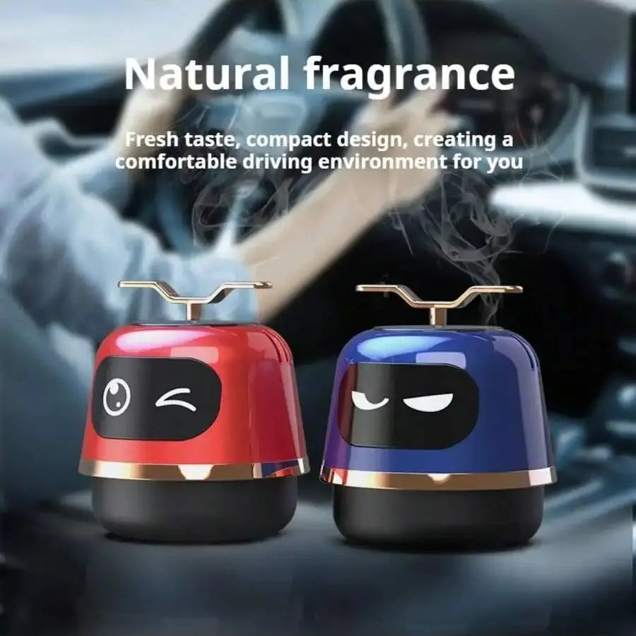 1pc Robot Car Air Freshener, Automotive Perfume Essential Oil, Center Console Decoration, High-Grade Solar-Powered Rotating Air