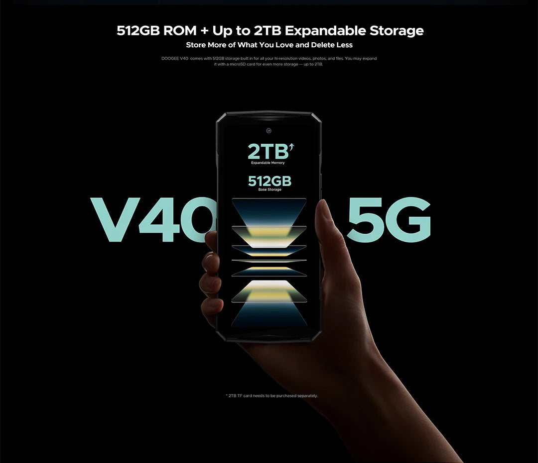 DOOGEE V40 5G Rugged Phone 6.78" FHD 120Hz Display Dimensity 7300 5G 12GB+512GB 8680mAh Battery 108MP Camera NFC Android 14