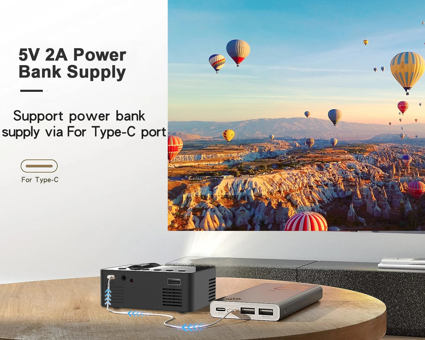 Portable projector YT100. Supports high-definition projection. Mini projector. Mobile cinema.
