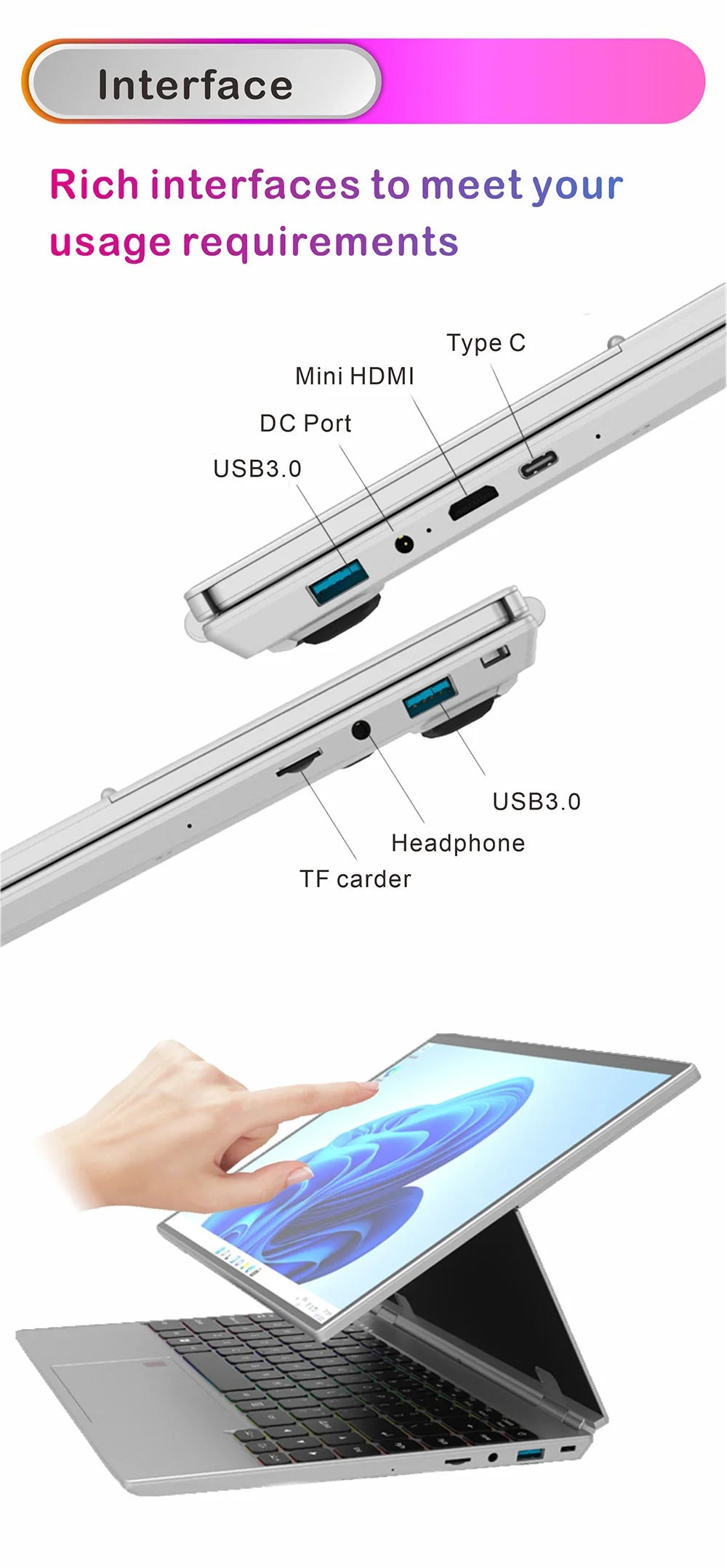 Notebook Laptop I5 Touchscreen All in One Panel Pc Tablet Computer Slim Laptop Computers With Touch Screen 128GB