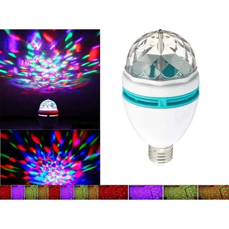 E27 Disco Light Rotating RGB Party Lamp LED Strobe Light Crystal Disco Bulb for Birthday Party Club Bar KTV Halloween Christmas