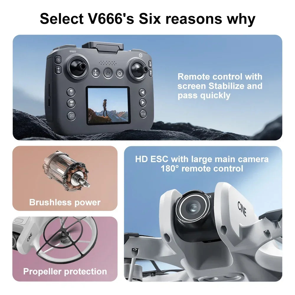 NEW V666 Drone For Xiaomi 8K Professional WIFI 5G Dron Obstacle Avoidance Brushless Altitude Headless Mode RC Quadcopter  toys