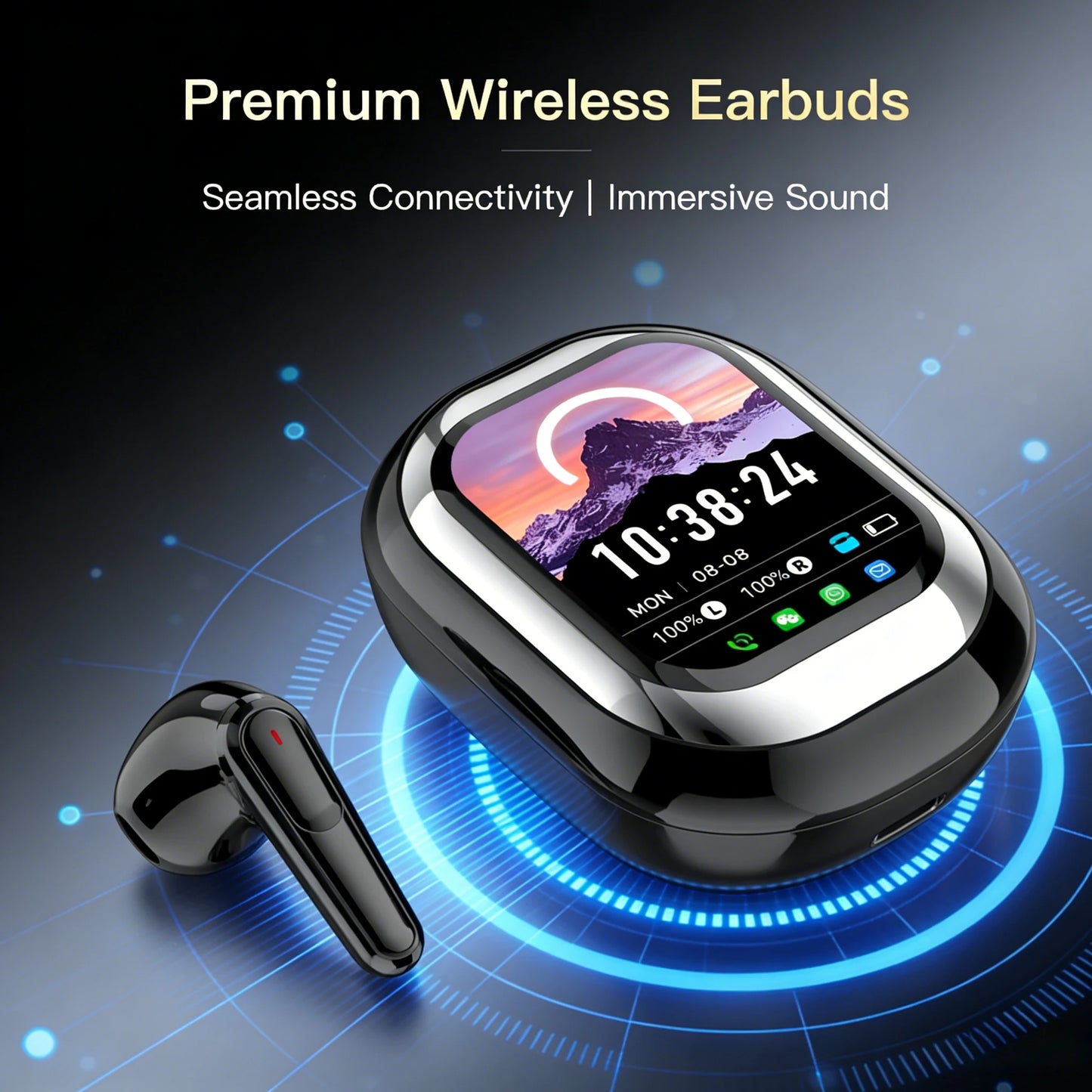 AI Translation Headphones 144 Languages Real Time Translator 50H Playtime LED Full Color Touch Screen ENC Noise Cancelling Mic