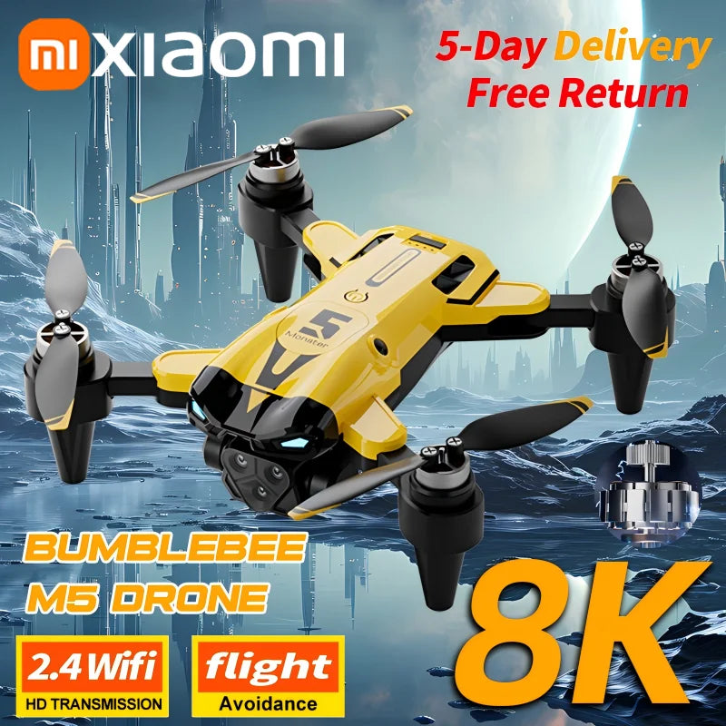 Xiaomi M5 Drone 8K Professional HD Triple Camera Brushless Motor Optical Flow Positioning Foldable Quadcopter RC Drone Toy New