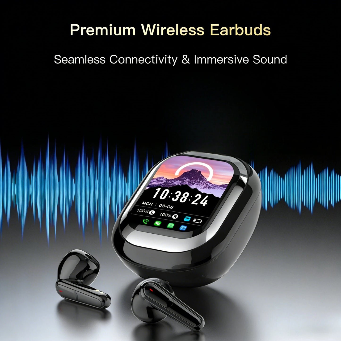 AI Translation Headphones 144 Languages Real Time Translator 50H Playtime LED Full Color Touch Screen ENC Noise Cancelling Mic