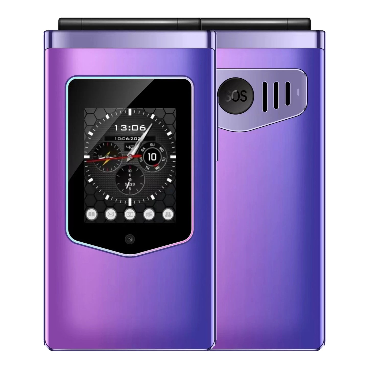 HAMTOD T8 Flip Phone 2.8 inch Inner Screen 128MB ROM+ 48MB RAM 1500mAh Battery 0.3MP Rear Camera 4G VoLTE Cellphone