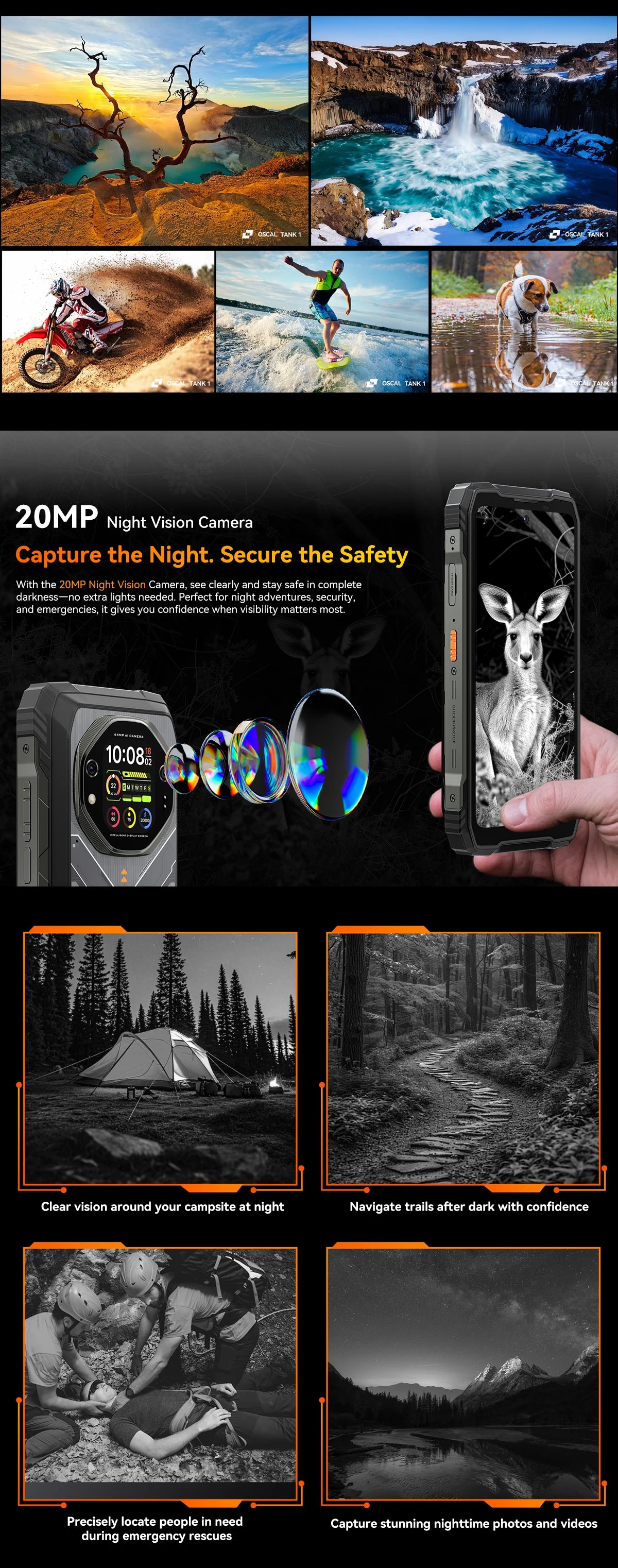 【World premiere】Blackview Oscal TANK 1 Rugged SmartPhone 5G MediaTek Dimensity 7050 6.78" 2.4K 120Hz Display 20000mAh NFC 64MP