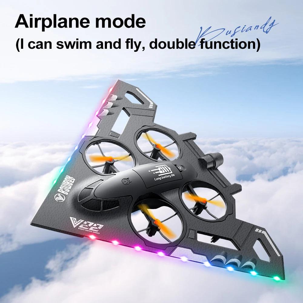V22 3 in 1 RC Glider Helicopter 2.4G EPP Stunt Gravity Sensing Foam Fighter Remote Control Airplane With Color Light Boy Toy